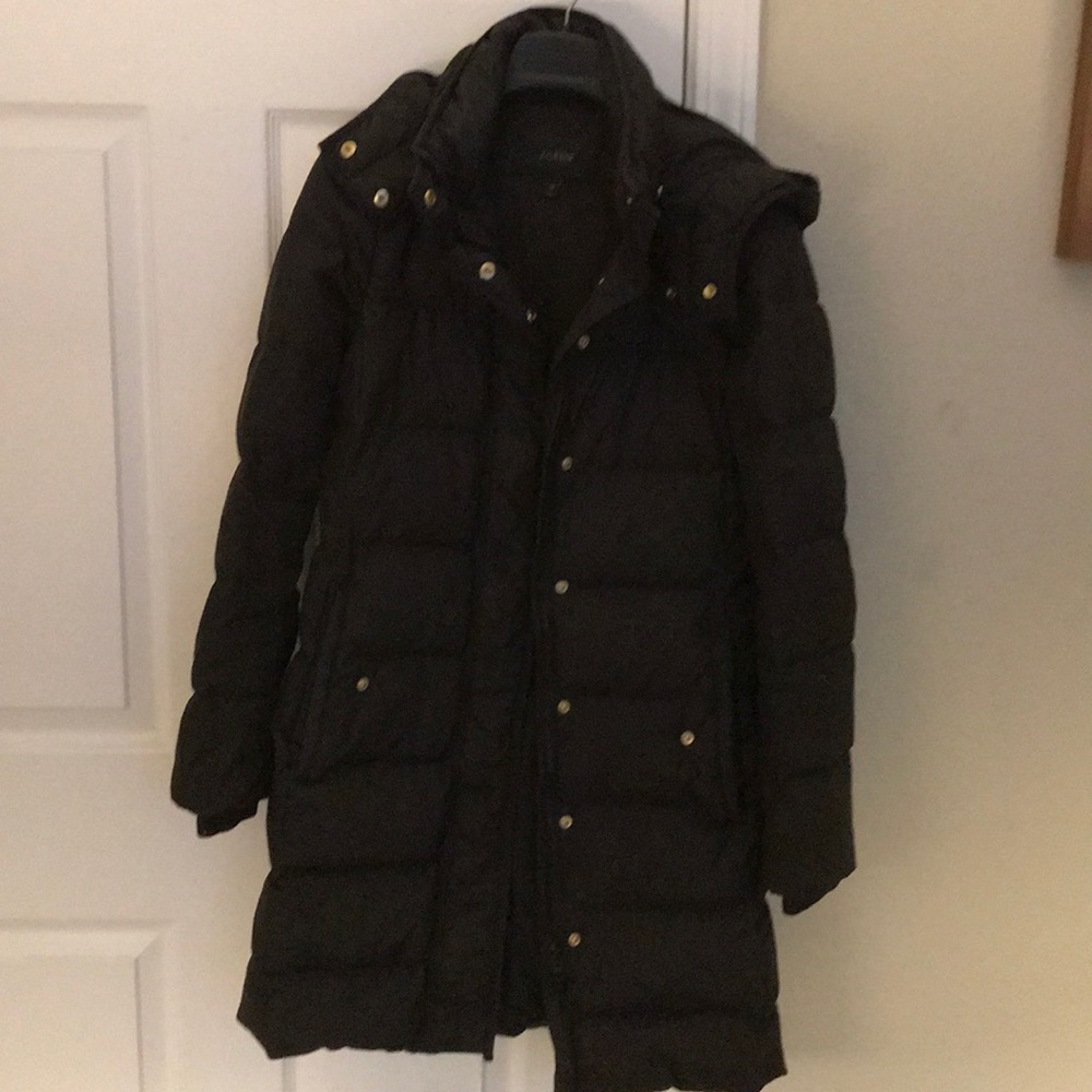 J crew puffer coat in black xs no belt